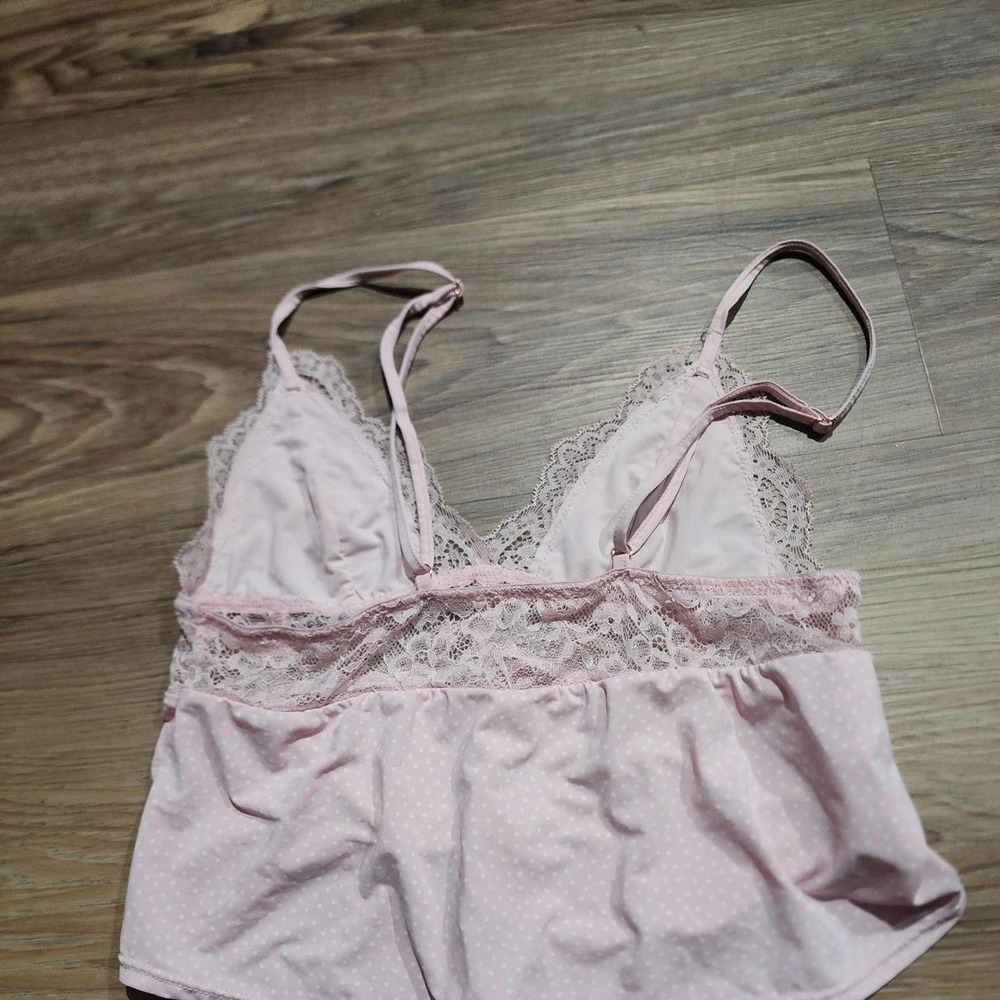 Pink polka dot lingerie top - Picture 1 of 3